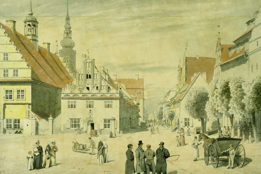Friedrich, Caspar David_Markt von Greifswald mit der Familie Friedrich_nach der Restaurierung, gross