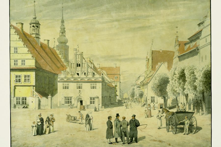 Friedrich, Caspar David_Markt von Greifswald mit der Familie Friedrich_nach der Restaurierung, gross